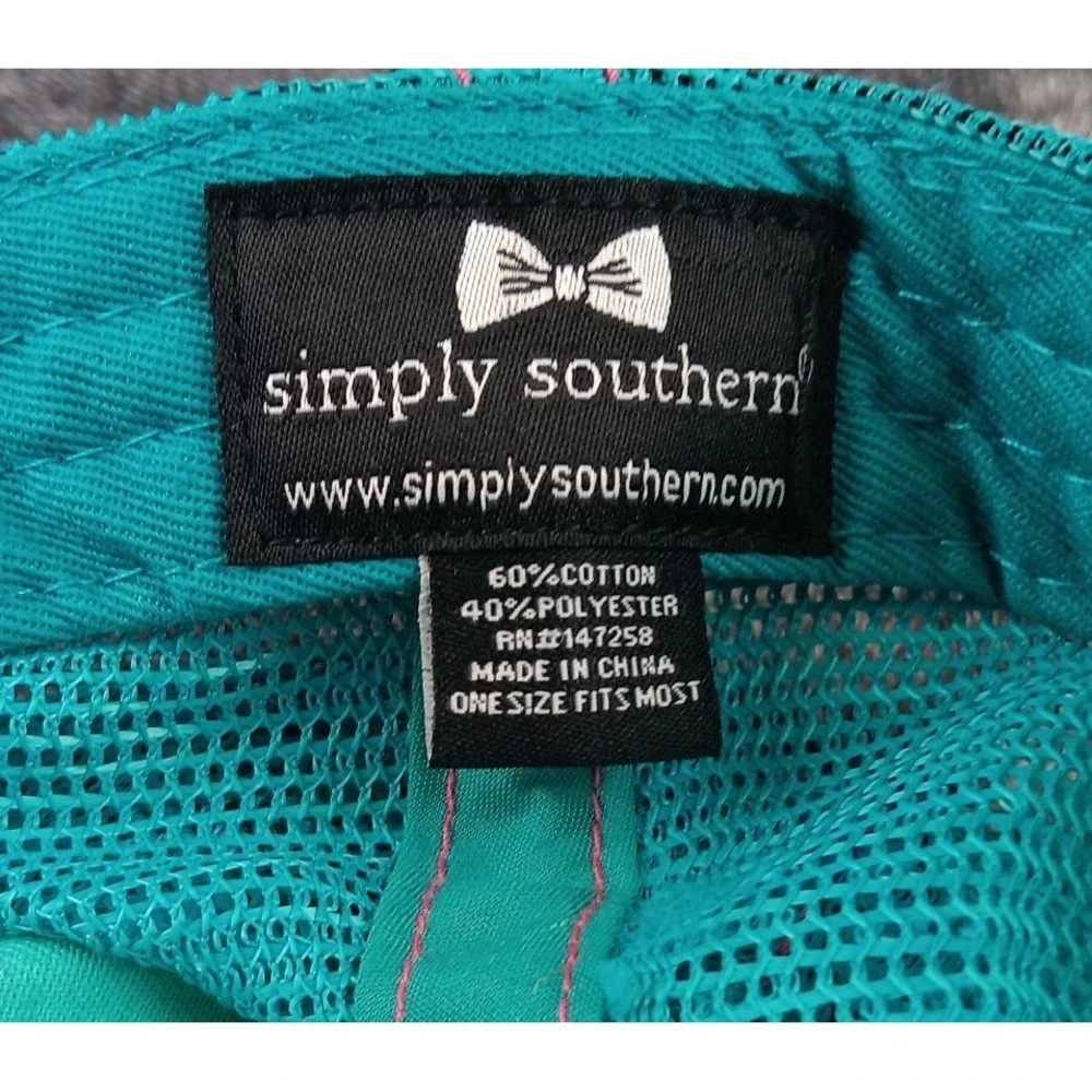 Simply‎ Southern Hat Womens Adjustable Pink Green Mesh Rainbow Snapback Logo
